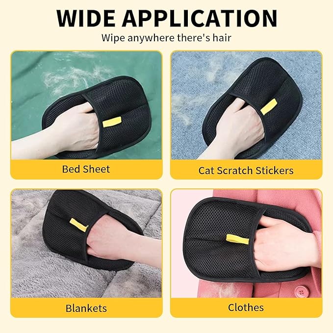 2PCS Pet Hair Remover, 2025 Anti-static Pet Hair Removal Gloves Suitable for Sofa, Furniture, Washable and Reusable