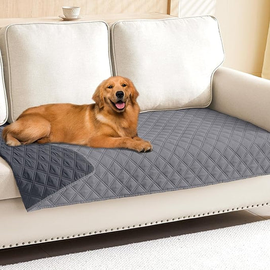 Smiry Waterproof Dog Bed Cover Pet Blanket, Soft Washable Dog Blanket for Furniture Bed Couch Sofa Reversible, Checkered (40"x70", Grey/Dark Grey)