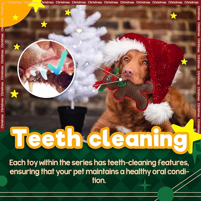 ALL FOR PAWS Christmas Dog Squeaky Toys Dog Gifts Chew Toy Enrichment Fetch Toys Holiday Birthday Gift for Medium to Large Dogs