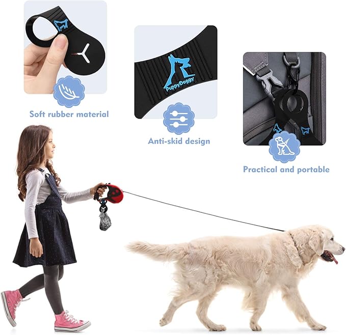 PuppyDoggy Dog Poop Bag Holder for Leash Waste Bag Carrier Dog Poop Bag Dispenser for Walking Running Bicycle Accessory 4 pieces (Black)