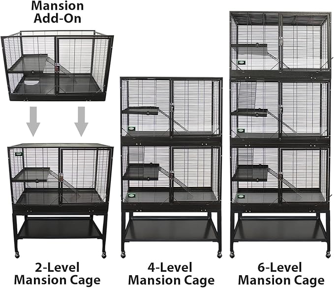 Mansion Cage (6-Level) - Durable 100% All-Metal Multi-Level Cage for Chinchillas, Rats, Ferrets, Prairie Dogs, Degus, Mice
