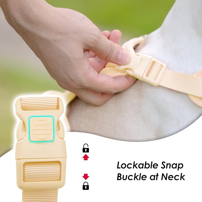 No Pull Dog Harness, Puppy Vest with Front Clip for Small Medium Large Sized Dog(Light Yellow,S)