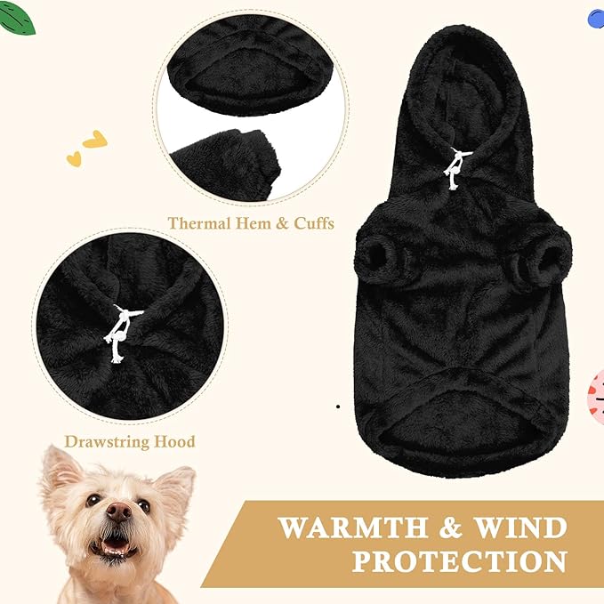 Dog Sweaters for Large Dogs,Dog Hoodie,Warm Fuzzy Fleece Sweatshirt with Hood & Pocket,Leash Hole,Cozy Cold Weather Pet Clothes Sweater Hoodie for Large Dogs(Black,2XL)