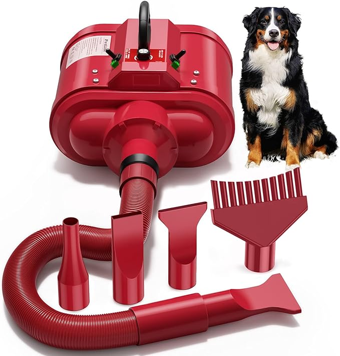 PetLife Dog Dryer for Large Dogs, Dual Motor 5.0 HP Variable Speed Dog Hair Dryer, Professional Force Dog Dryer Dog Grooming Dryer Blower with Heater