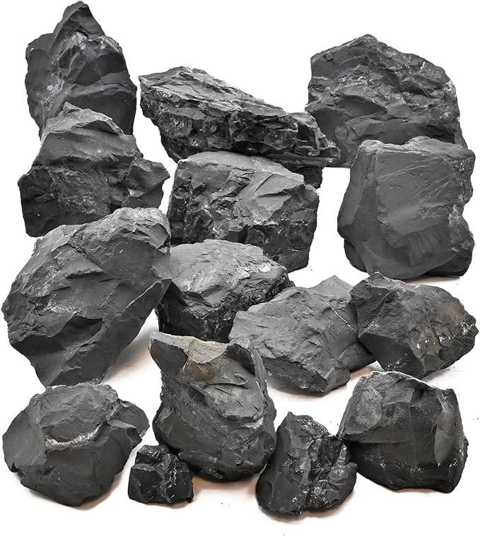 Unocho Aquarium Rocks 40lb Natural Slate Stone Rocks for Aquariums Landscaping Paludarium Model Tank Decoration Aquascaping Amphibian Enclosures Garden(3"-10"-12pcs)