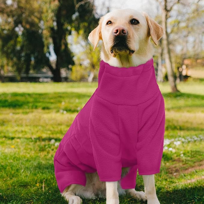 ROZKITCH Fleece Dog Coat, Pet Windproof Warm Cold Weather Jacket Vest Cozy Jumpsuit Apparel Outfit Clothes for Small Dog Walking Hiking Sleep Pink 2XS
