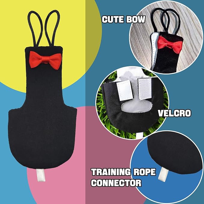 Bird Diaper Washable Reusable Parrot Diapers Flight Suit Nappies Protective Breathable Parrot Nappy Clothes for Parakeet, Macaw, Budgie, Canary, Cockatiel (Black, Medium)