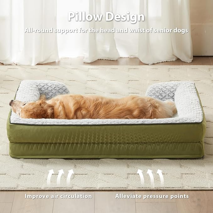 Orthopedic Dog Bed for Extra Large Dogs, Egg Crate Foam Bed for Extra Large Dogs, Equipped with Removable Waterproof Pillow Cover and Anti-Slip Bottom, Pet Bed