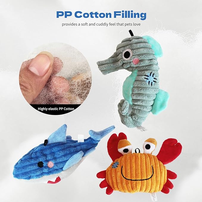 Dog Plush Toy for Small and Medium Dogs, Satisfy Dog's Natural Hunting Instinct, Squeaky Dog Toys for Indoor, Crinkle Sound Paper (2 Pack)