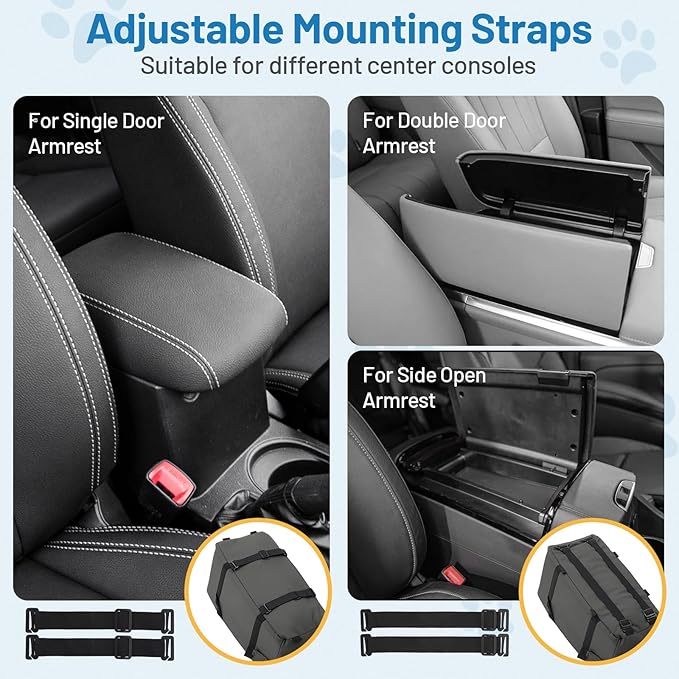 Center Console Dog Car Seat for Small Dogs Puppy Pet Booster Seat for Car PU Leather Travel Pet Car Carriers for Cat with Adjustable Safety Belt Support Pet up to 11lbs