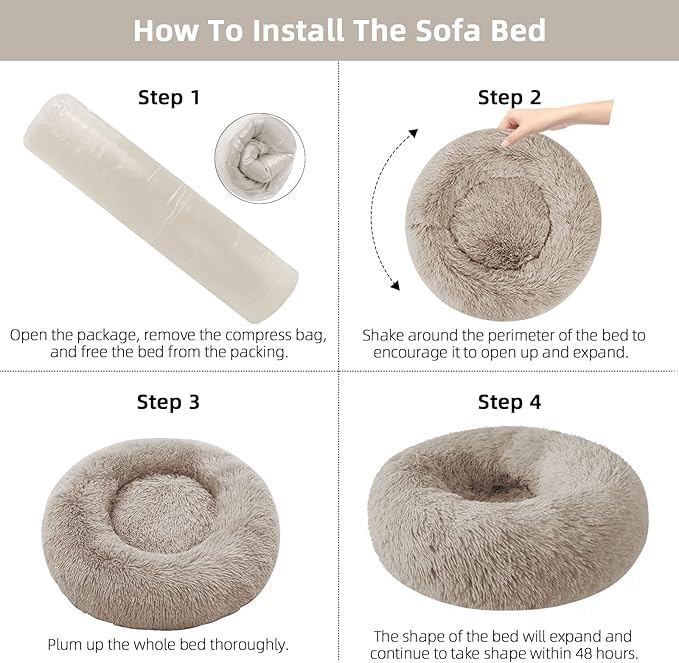 Nisrada Dog Bed for Small Medium Large Dogs Cats, 20 inch Calming Washable-Round Cozy Soft Pet Bed for Puppy and Kitten with Slip-Resistant Bottom