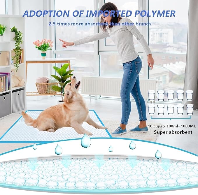 XXXXL Puppy Pee Pads for Dogs 36"x47" 40 Count, Extra Large Dog Pee Pads, Leak-Proof & Super Absorbent Dog Pee Pads, Thicken Disposable Potty Pads Puppy Training Pads for Cats Rabbits