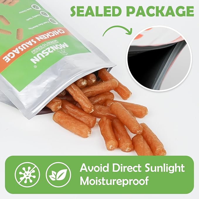 MON2SUN Soft & Chewy Chicken Sausage Dog Treats, 2 Inch, Grain-Free & Gluten-Free Recipe for Training Small to Large Dogs, 21.2 oz
