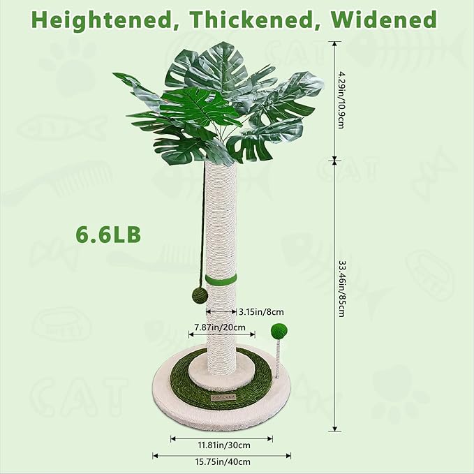 Go Pet Club 38" Tall Cat Scratching Post with Sisal Rope, Interactive Dangling Balls and Spring Ball