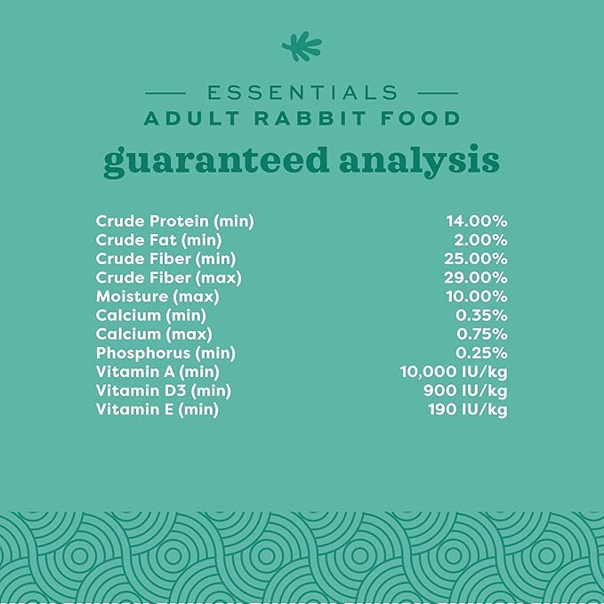 Oxbow Essentials Rabbit Food, Adult, Made with Oxbow Timothy Hay for Rabbit, Pet Pellets with Vitamins & Minerals, Small Animal Pet Products, Bunny Food, Made in USA, High Fiber, 25 lb. bulk bag