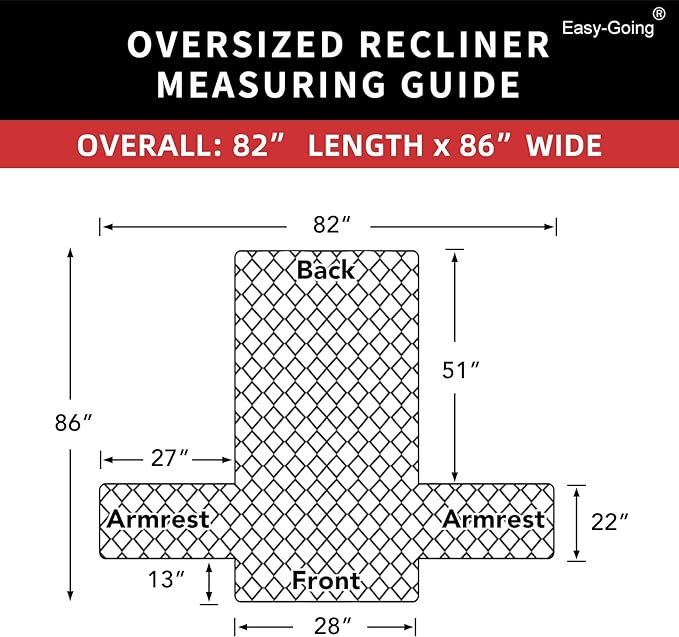 Easy-Going Oversized Recliner Chair Slipcover Reversible Sofa Cover Water Resistant Couch Cover Furniture Protector with Elastic Straps for Pets Dog (Oversized Recliner, Orange/Black)