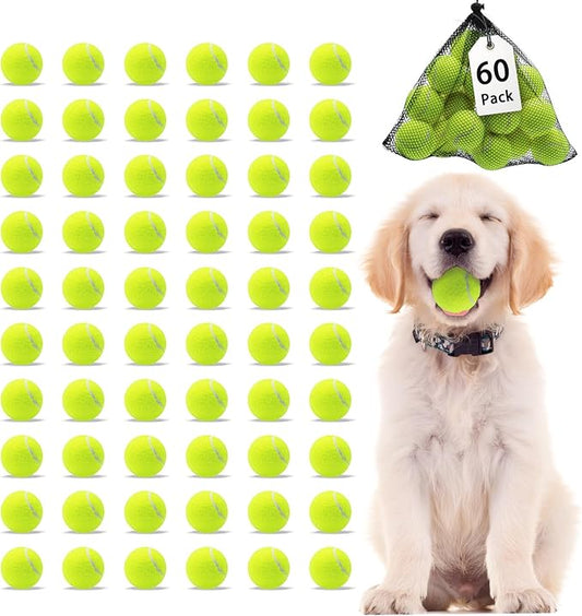 Magicorange Small Tennis Balls, 60 Pack 2 inch Tennis Balls for Dogs, Colorful Easy Catching Pet Dog Playing Ball (Yellow)