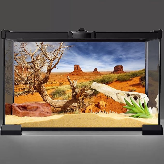 AWERT 72x16 inches Reptile Habitat Background Orange Desert Terrarium Background Durable Polyester Background
