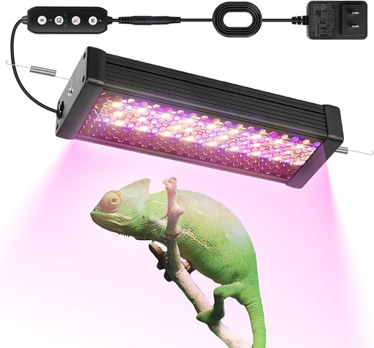 UVB Light for Bearded Dragon,LED UVB Light for Reptiles,Dimmable Brightness 18W 10Inch Reptile UVB Heat Lamp for Chameleon,Turtles,Lizard,Tortoise,Gecko,Snake, Adjustable 6/10/12-Hour Cycles