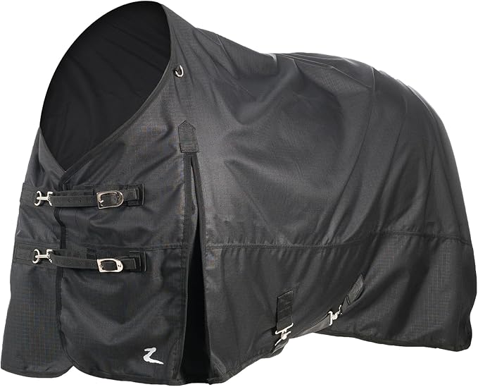 HORZE Nevada Heavy Weight 1200D Waterproof Horse Winter Turnout Blanket (400g Fill) - Black - 66 in