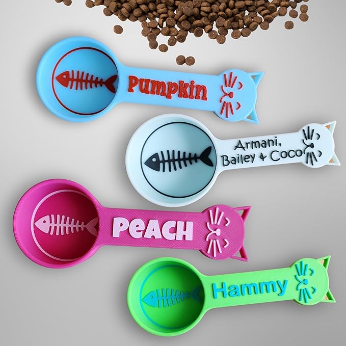 Personalized Cat Food Scoop, Cat Food Measuring Cup with Name, Kibble Scoop (2.67 oz - 1/3 cup)