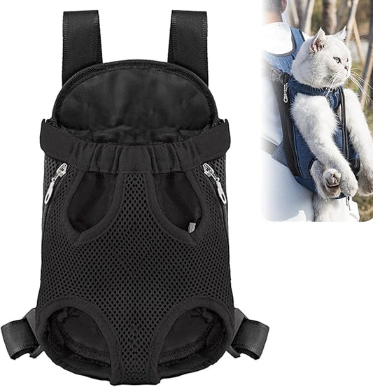 Portable Pet Carrier Backpack, Adjustable Pet Front Cat Dog Carrier Backpack Travel Bag for Small Medium Dogs Cats Puppies, Cat Backpack Carrier for Hiking Cycling (B, L)