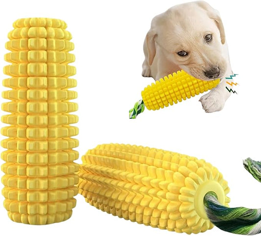 Squeaky Corn Dog Toy – Interactive Rubber TPR Chew Toy – Teeth Cleaning, Fetch & Tug – Water Float, Indoor & Outdoor Play – for Small, Medium & Large Dogs, Puppies & Seniors – Tail Town