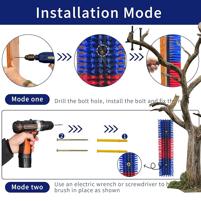 Livestock Scratch Brush With 16 Screws，Animal Back Scratching Brush for Cow,Cattle,Sheep, Horses,Pigs，Massage Grooming Tool (Blue, 4pcs)