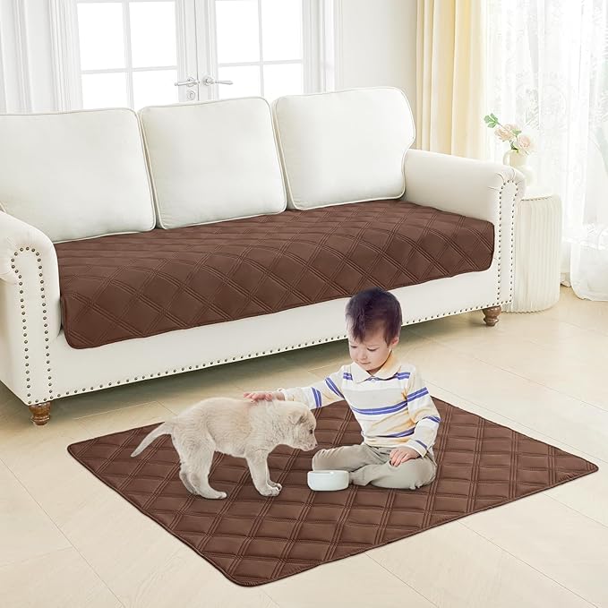 Smiry Waterproof Dog Bed Cover Blanket 68x82, Soft Reversible Pet Blanket, Washable Leakproof Cats Dogs Couch Cover for Sofa, Couch, Furniture, Lattice, Brown/Brown
