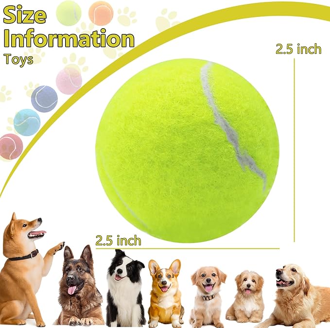 Swingers Squeaky Tennis Balls for Dogs,2.5 inch Training Tennis Balls,Exercise Ball for Pet Dog with Mesh Carry Bag Easy to Transport (Yellow, 24 Pack)