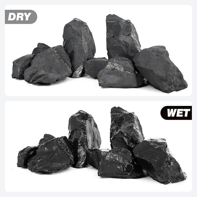 Unocho Aquarium Rocks 40lb Natural Slate Stone Rocks for Aquariums Landscaping Paludarium Model Tank Decoration Aquascaping Amphibian Enclosures Garden(3"-10"-12pcs)