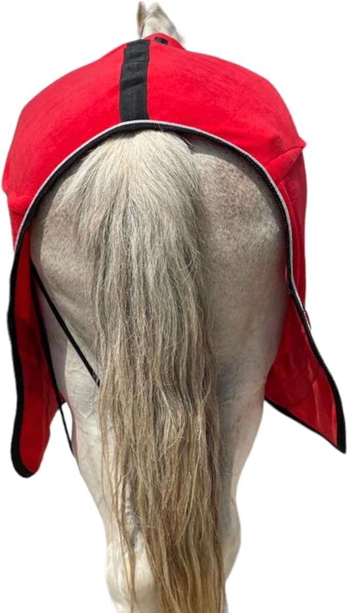 Majestic Ally Anti Pill Fleece Horse Blanket/Sheet with Silver Braided Rope (Red, 82)