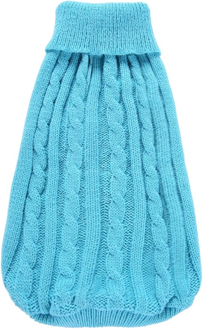 CHBORCHICEN Small Dog Sweaters Knitted Pet Cat Warm Dog Sweatshirt Winter Clothes Kitten Puppy Sweater (XX-Small, Sky Blue)