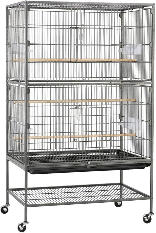 Topeakmart Wrought Iron Large Flight Parrot Bird Cage with Rolling Stand for Multiple Parakeets Conure Cockatiel Cage