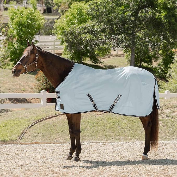 Equinavia Gard Horse Fly Sheet | UV Protection Mesh Fly Sheet for Horses | Lightweight Nylon Turnout Sheet Fly Sheets for Horses - Light Blue - 69 in