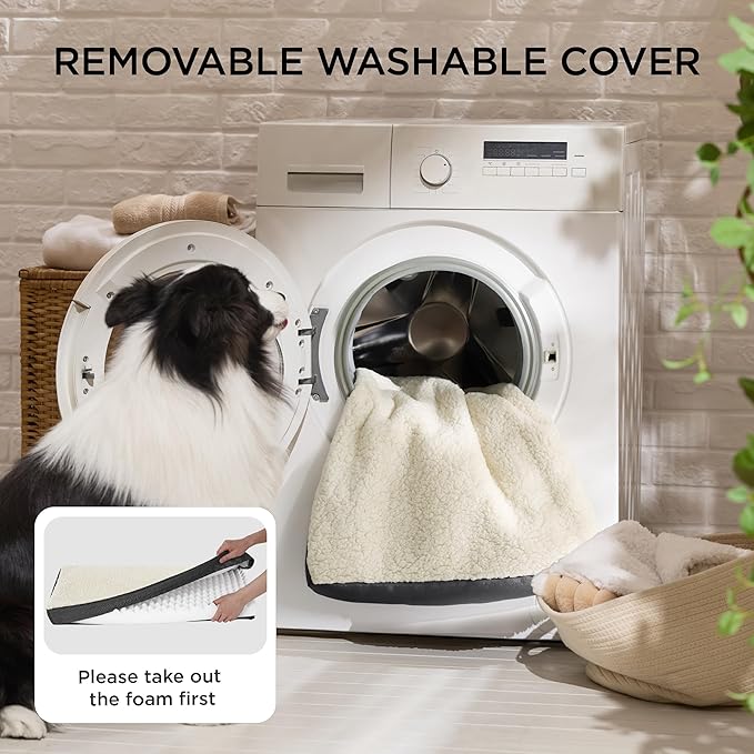 Bedsure XL Dog Bed for Crate - Large Comfy Flat Pet Beds with Removable Washable Cover, Orthopedic Egg Crate Foam Crate Mat, Suitable for Pet Up to 90 lbs