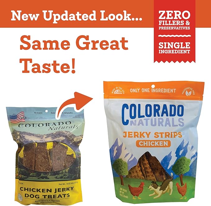 Colorado Naturals Chicken Jerky Strips Dog Treats, 16 oz – All-Natural, Made in USA, No Fillers or Preservatives – Promote Bone and Joint Health