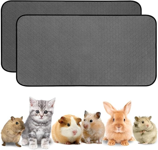 2 Pack Guinea Pig Cage Liners, Washable Guinea Pig Pee Pads Waterproof Reusable & Anti Slip Guinea Pig Bedding Fast and Super Absorbent Pee Pad Tarp Bottom for Small Animals (Dark Grey 24" X 47")