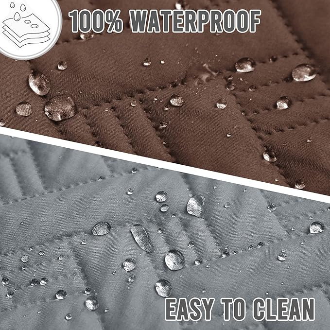 BOCTOPUG Dog Bed Cover for Pets - Blankets Rug Pads for Couch Protection Waterproof Bed Covers Dog Blanket Furniture Protector Reusable Changing Pad (Dark Grey+Brown, 20"x30")