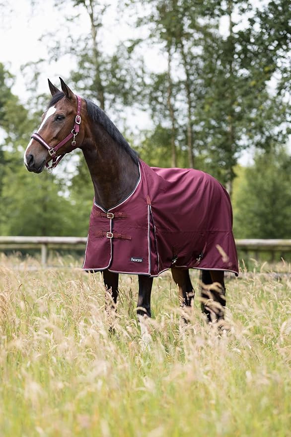 HORZE Glasgow Light Weight Waterproof Turnout Horse Sheet (No Fill) - Burgundy - 72 in