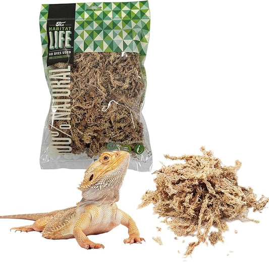 The Habitat Life - Natural Sphagnum Moss - for Reptiles, Amphibians & Invertebrates Terrariums - Humidity Control - Ideal for Burrowing & Nesting - Dye-Free & Safe - Small - 1 Pack