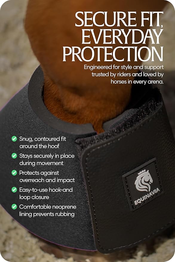 Equinavia Toki Bell Boots for Horses | Neoprene Overreach Boots - Black - S
