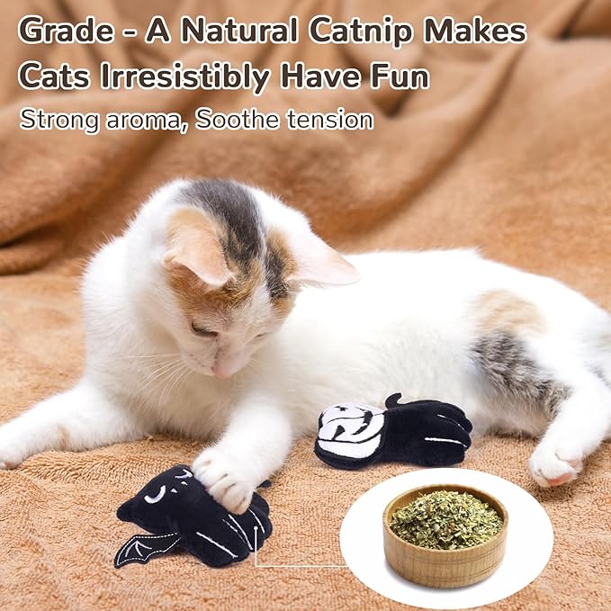 Retro Shaw 4Pcs Christmas Cat Toys, Xmas Crinkly Catnip Toys for Indoor Cats Kitty Chew, Safe Teeth Cleaning Kitten Toy, Interactive Cat Nip Kicker Toy, 3.7 Inches