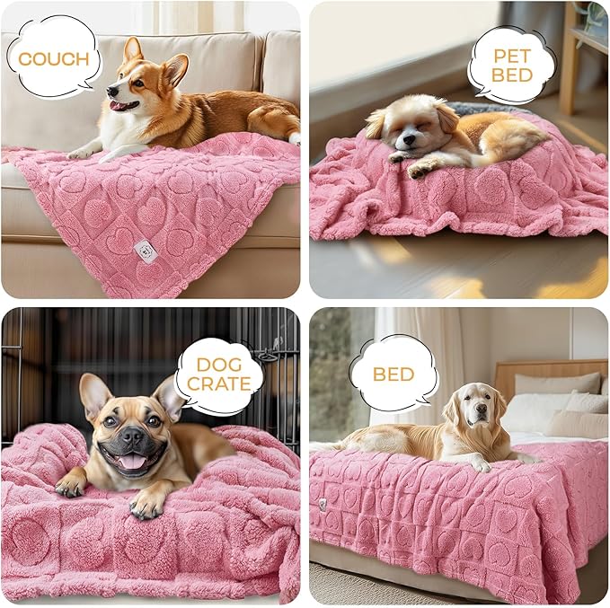 Luciphia 1 Pack 2 Small Dog Blanket Washable Pet Bed Cover Soft Fluffy Puppy Blanket with Premium Fleece 300GSM Cozy Calming Cat Blankets for Indoor Cats Pink 30x20 inch