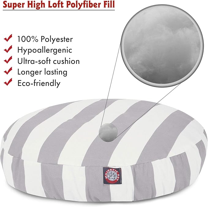 Majestic Pet Indoor Outdoor Vertical Stripe Round Pet Dog Bed with Removable Washable Cover, Gray, Medium