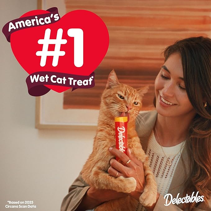 New! Delectables Squeeze Up Non-Seafood Chicken Variety Pack, Creamy Squeezable Puree, Lickable Wet Cat Treats, Grain-Free, No Added Fillers, 0.5 Ounces Tube, 48 Tubes Total