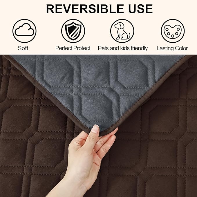 Smiry Waterproof Dog Blanket, 40x50 Inch Soft Pet Bed Cover Reversible, Washable Sofa Couch Furniture Protector for Small Medium Large Dog Puppy Cat, Geometric, Chocolate/Dark Grey