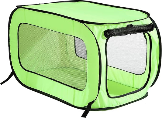 Beatrice Home Fashions Portable, Collapsible, Pop Up Kennel Travel Cat and Dog Crate, 40" L x 27" W x 27" H, Green