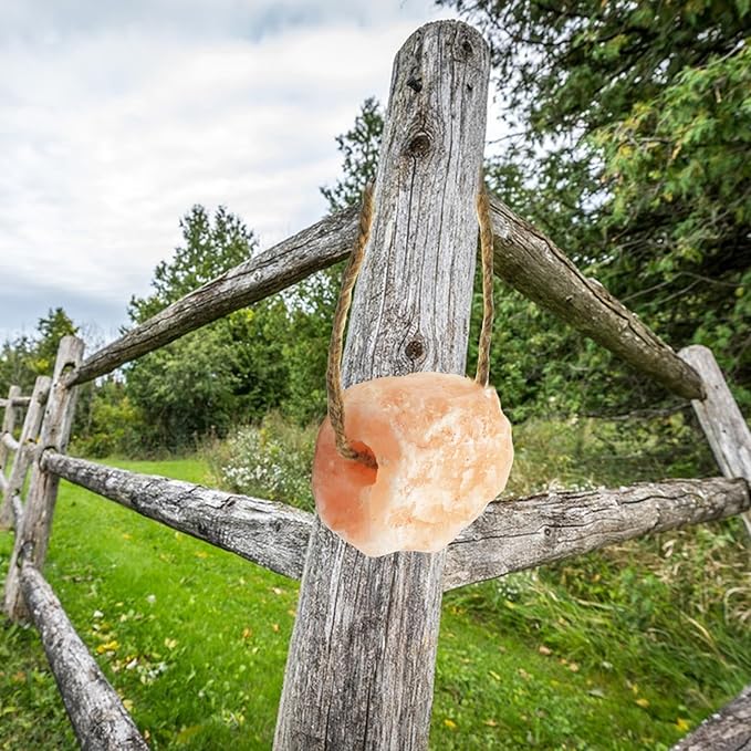 3 Pack Himalayan Salt, Lick Natural Mineral Block Rope Long-Lasting Raw Pink Salt Lick Suitable for Horses, Deer, Cattle, Goats and Other Livestock(7.2-9.9LBS)