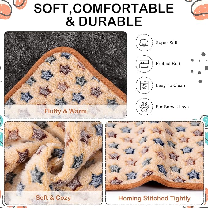 Reginary 4 Pcs Waterproof Guinea Pig Blankets Washable Small Animal Fleece Bedding Absorbent Guinea Pig Cage Liners Reusable Pet Pee Pad Sleep Mat for Hamster Ferret(Star Pattern,24 x 47 Inch)